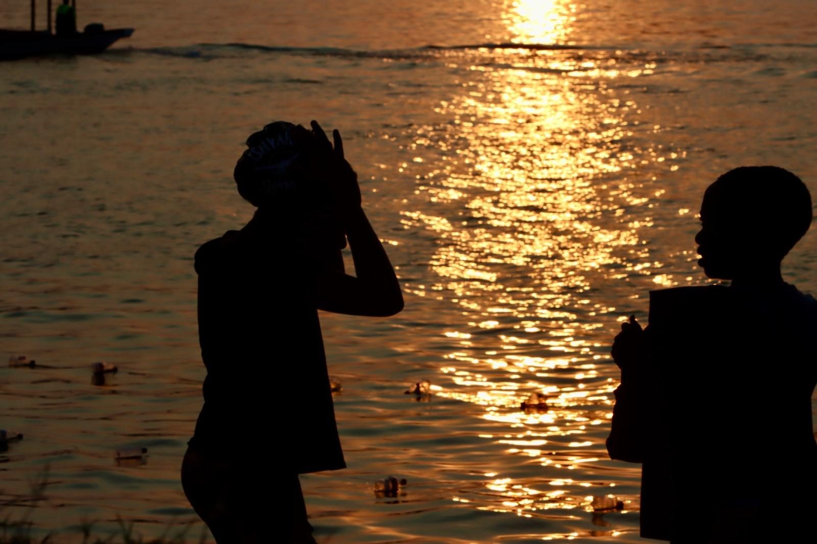 Ishyaka swimmers training on Lake Kivu
